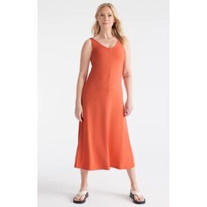 Knix orange Modal V-Neck  Sleeveless Flowy Midi Dress in Sunset size M